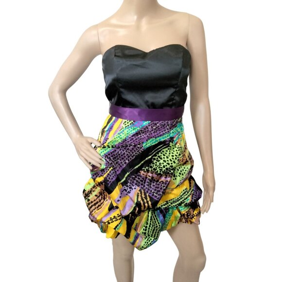 I.N. San Francisco Strapless Animal Print Party Dress Size 3 Multicolor - Picture 2 of 10